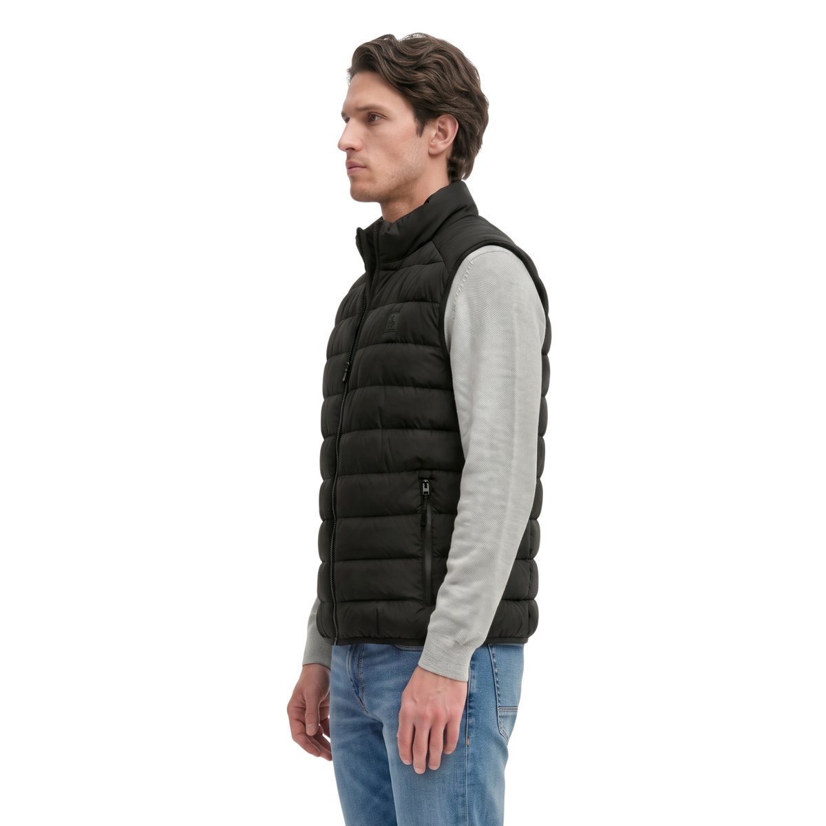 Gilet matelassé regular en matière recyclée noir, MARC O'POLO