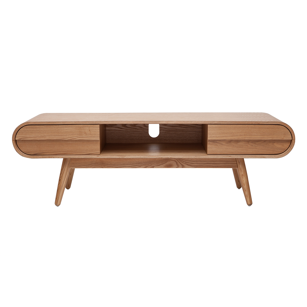Meuble TV scandinave en bois clair 2 tiroirs L150 cm BALTIK naturel, MILIBOO