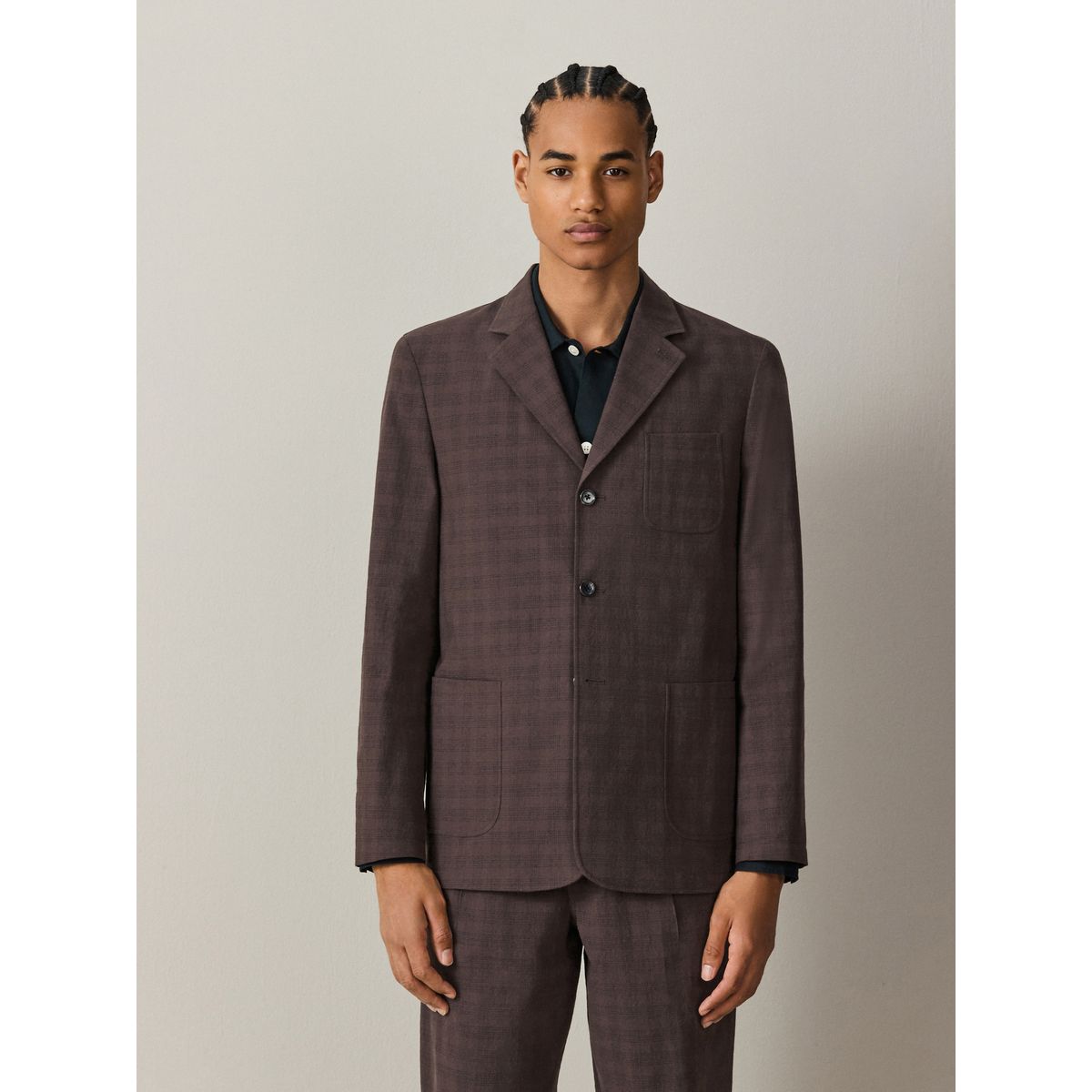 Veste de costume décontractée en coton marron, NEXT