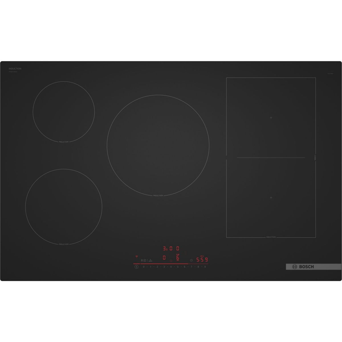 Plaque induction PVW81CHB1E série 6, finition carbone mate couleur unique, BOSCH