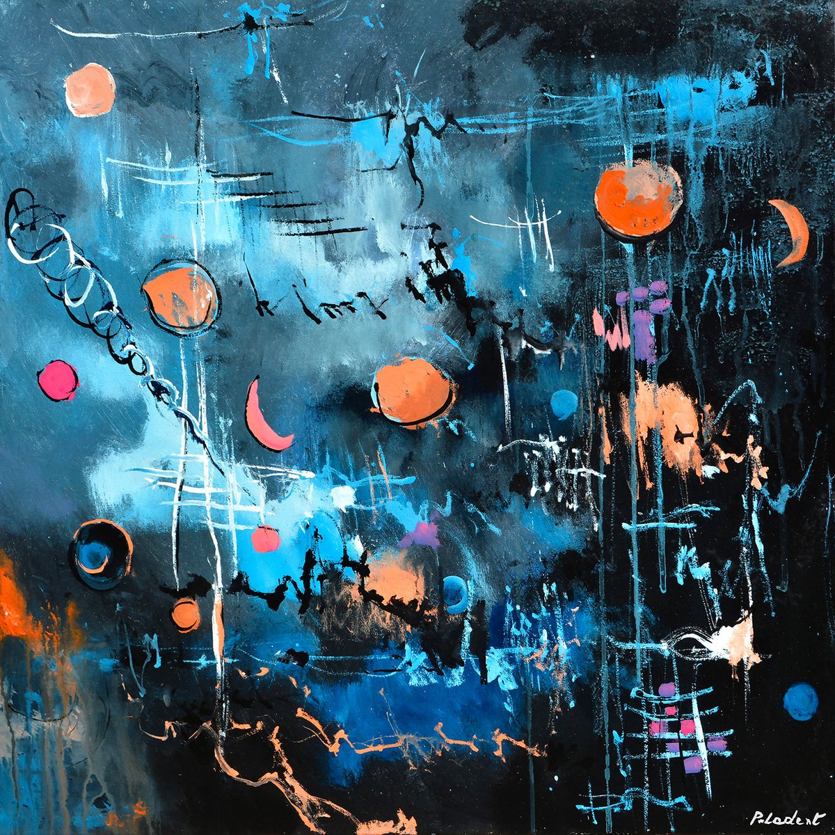 Tableau abstrait la nuit des étoiles tableau alu dibond, HEXOA