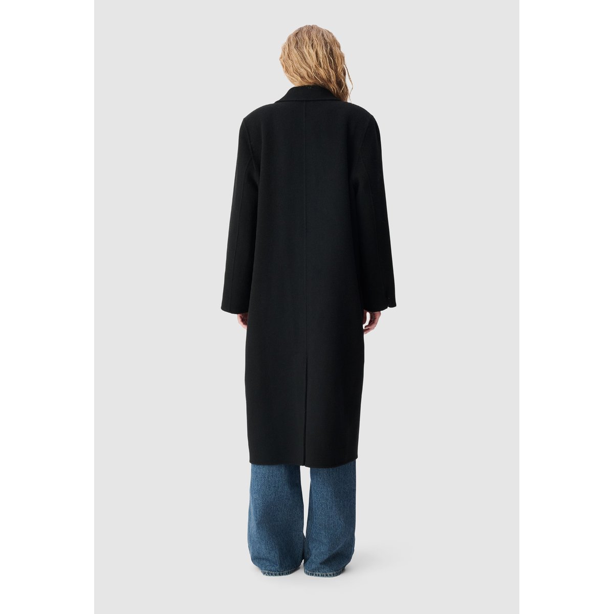 Manteau long droit lainage noir, IKKS