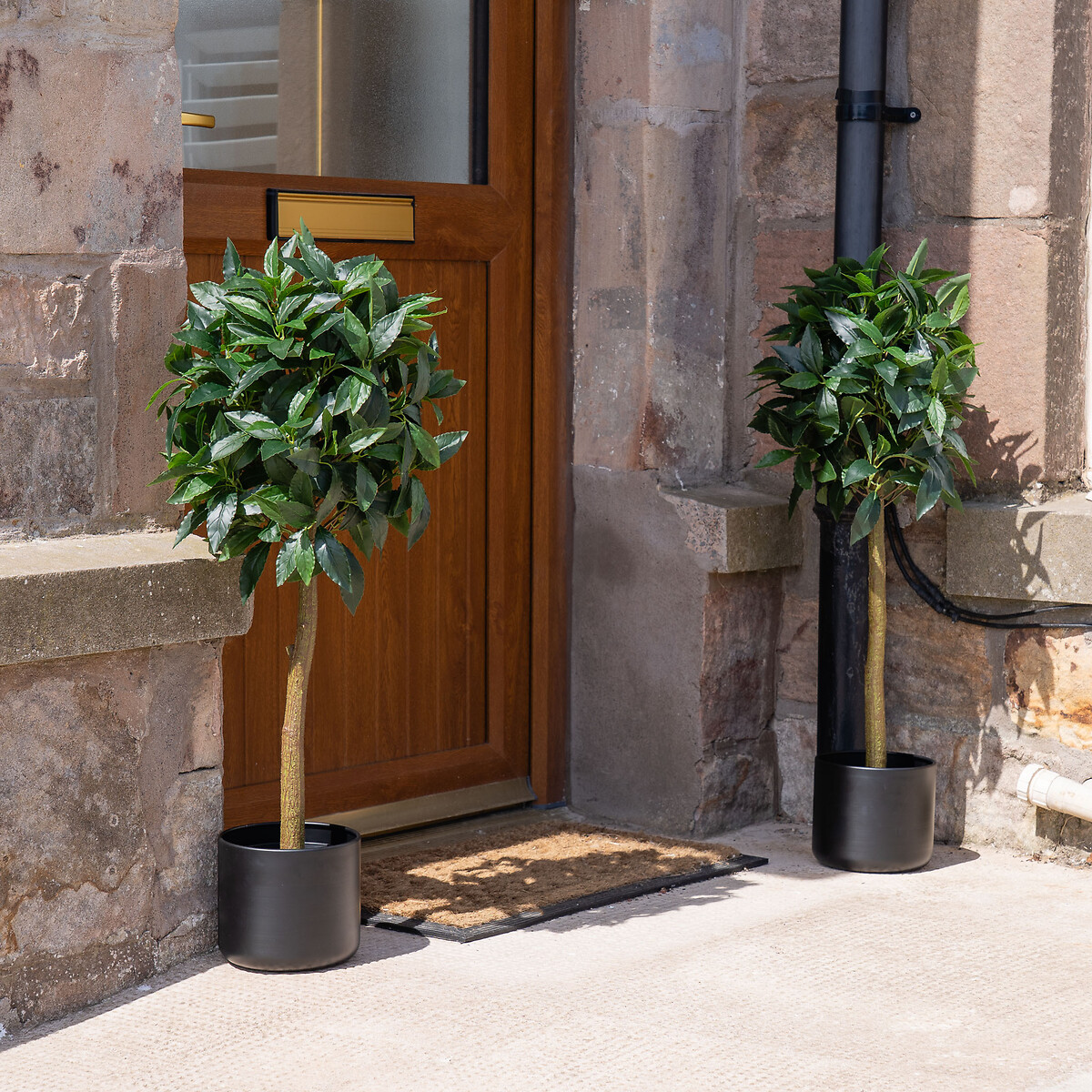 Set of 2 90cm Artificial Bay Trees in Black Pots green, SO'HOME