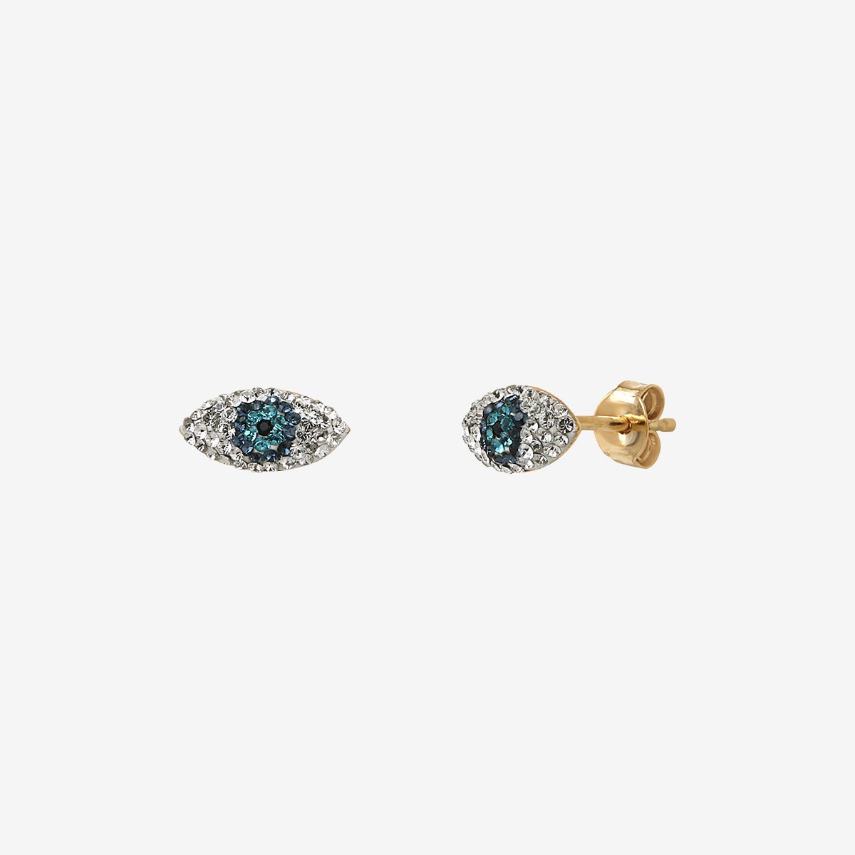 Boucles d'oreilles dorées eyes - kuchi cristal blanc, CAROLINE NAJMAN