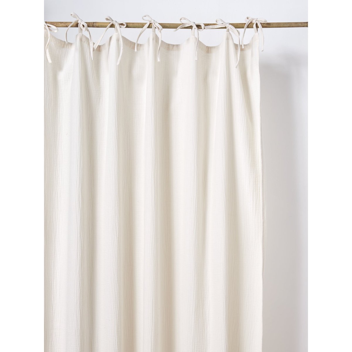 Rideau nouettes gaze de coton beige clair uni, CYRILLUS