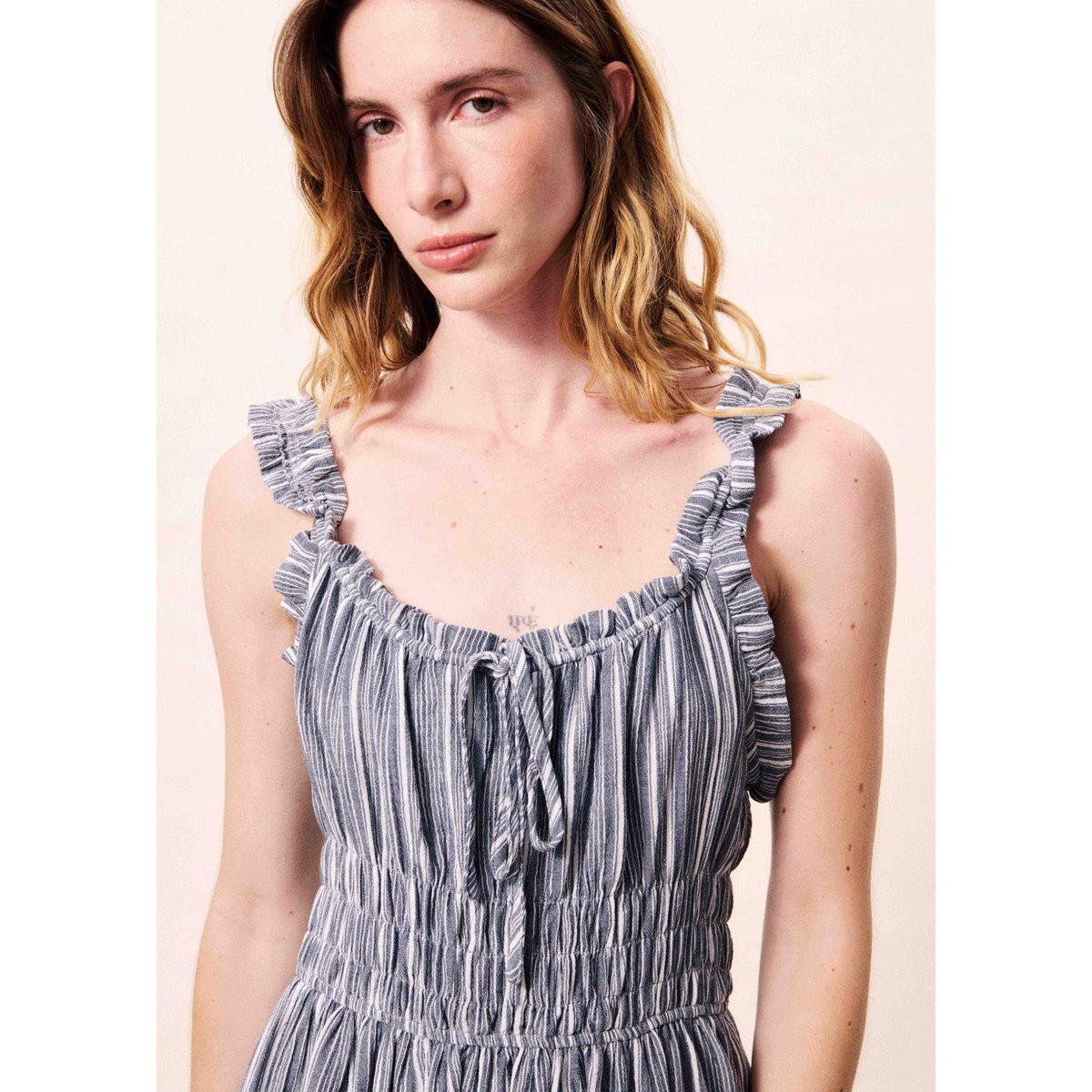 Robe en coton OBEA bleu jean, FRNCH