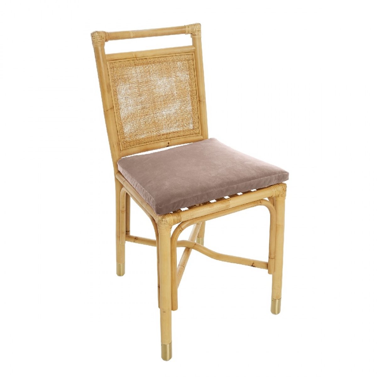 Chaise rotin et velours RIVIERA velours rose, KOK