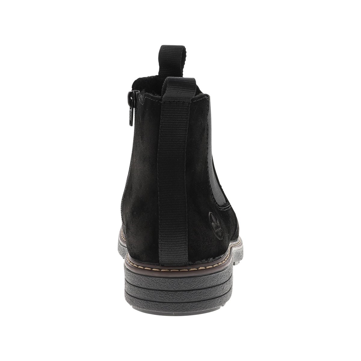 Boots en cuir noir munies d'un zip et d'un soufflet élastiqué noir, RIEKER