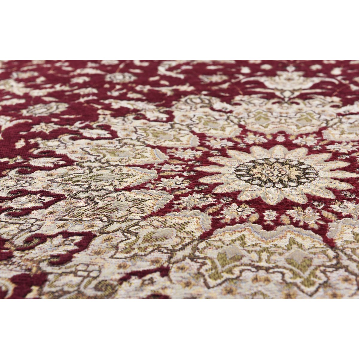 Tapis tissé en polyester avec bordure et motif floral - FLOMI beige, THEKO