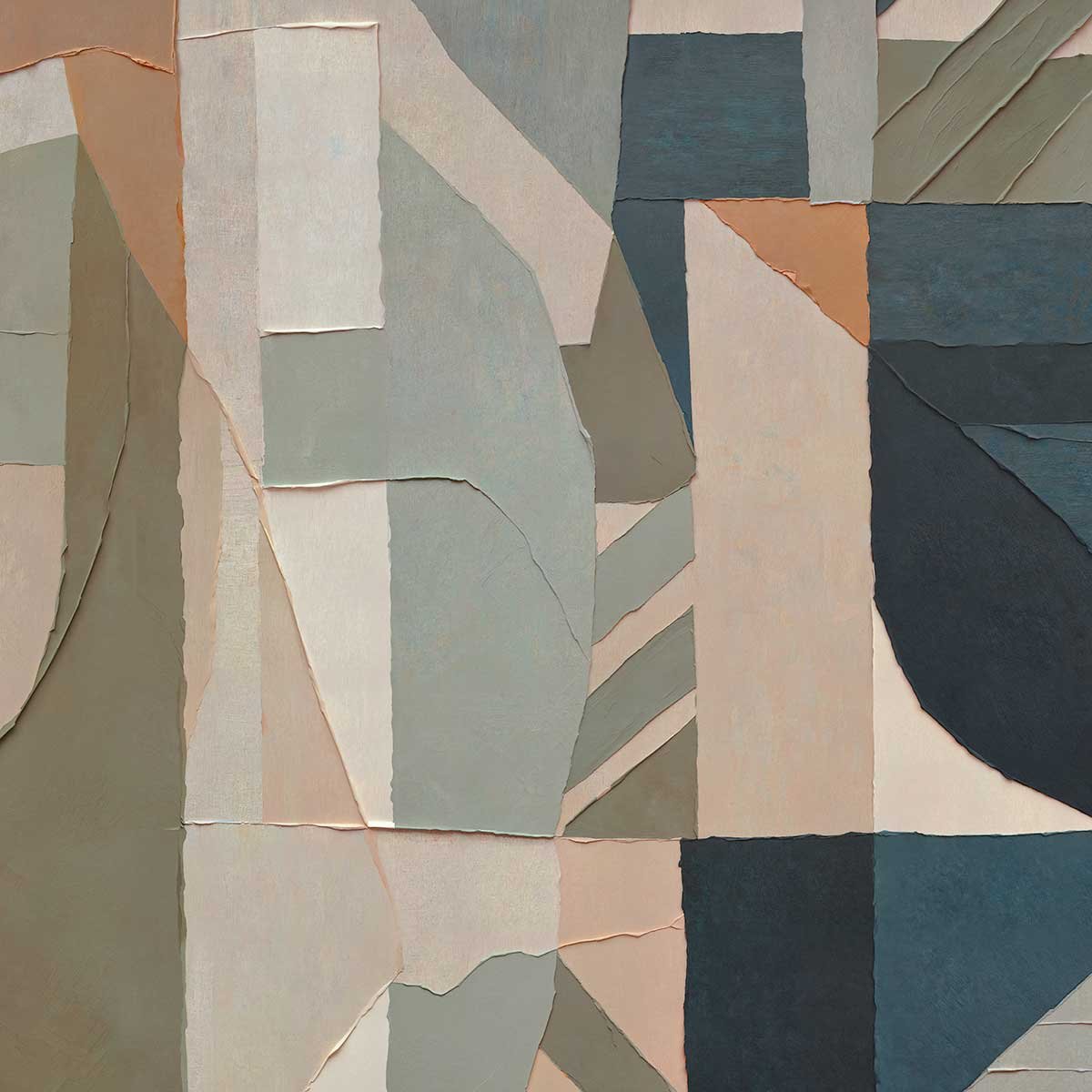 Papier peint Structure géométrique nude & ardoise bleu, HEXOA