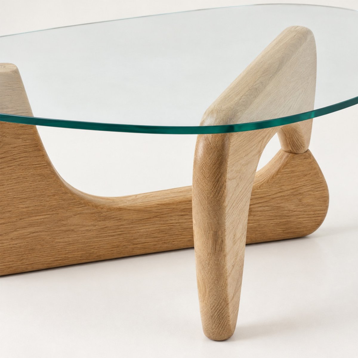 Table basse ronde en verre trempé et bois- AUGUST bois clair, DRAWER