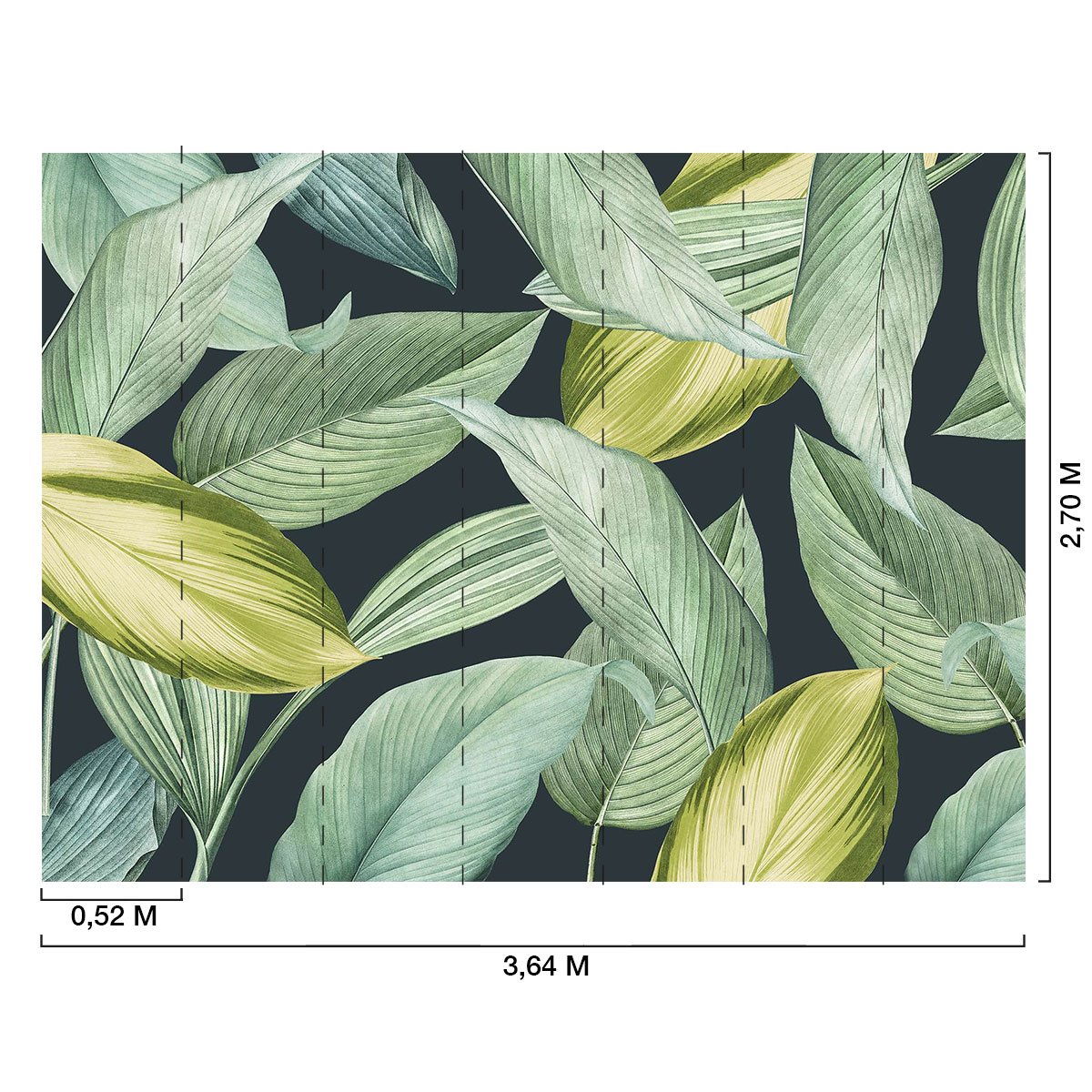 Papier peint panoramique feuilles vert lime intissé, HEXOA