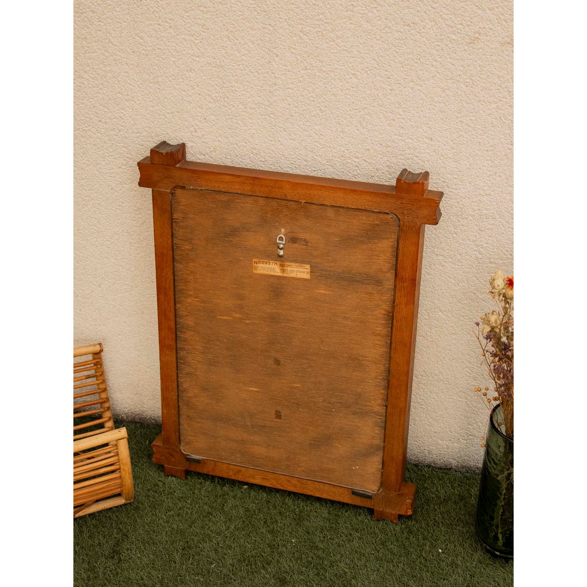 Miroir en bois massif aux allures brutalistes Igor N°1084 - Bon état bois foncé, DEBONGOUT