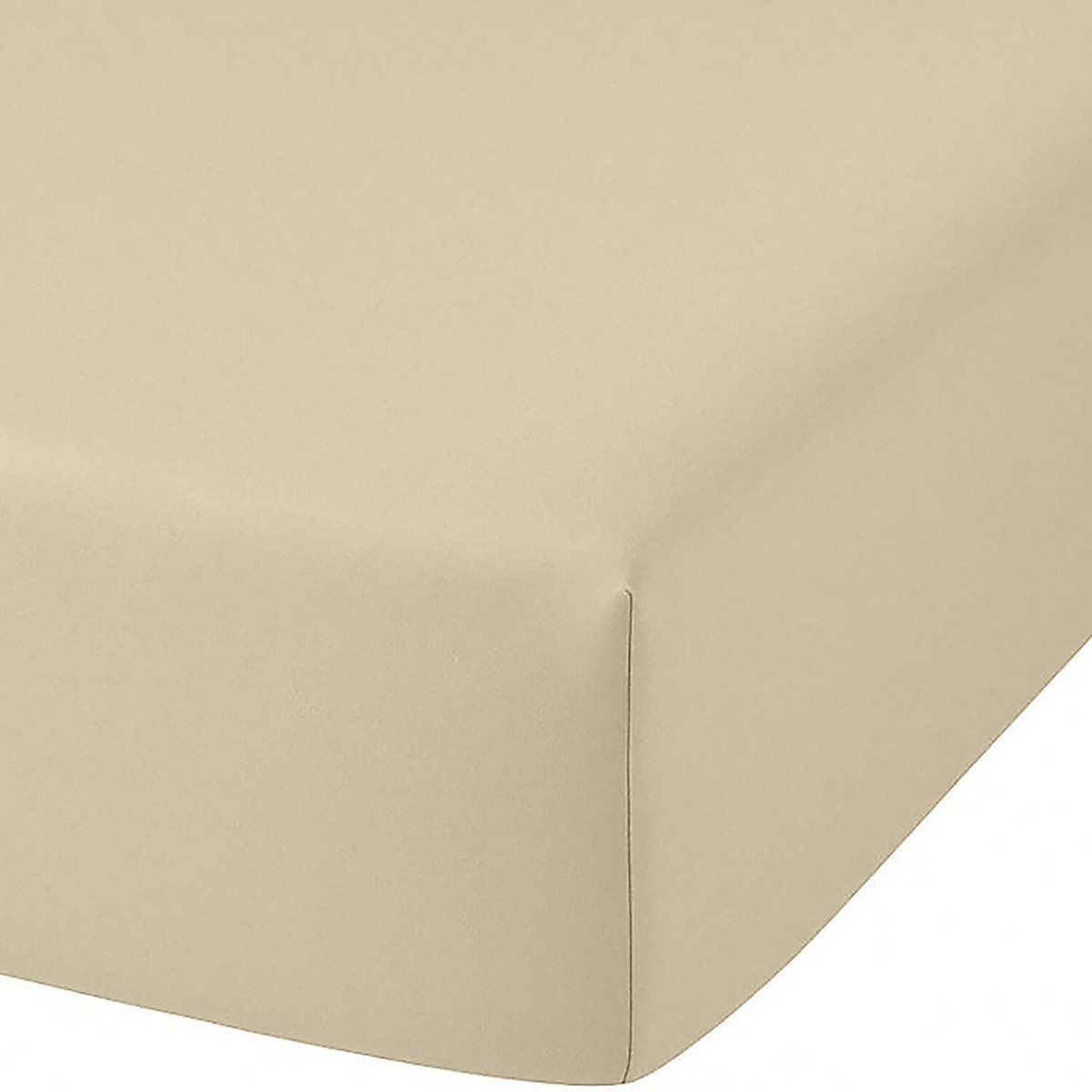 Drap housse en coton bonnet 25 cm uni, MENO sable, C DESIGN HOME TEXTILE