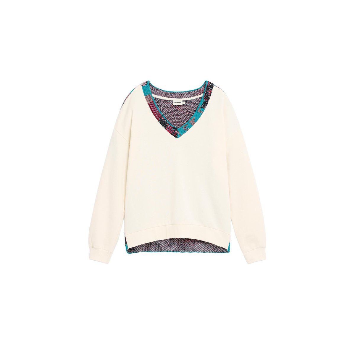 Sweat-shirt dos brodé beige, DESIGUAL