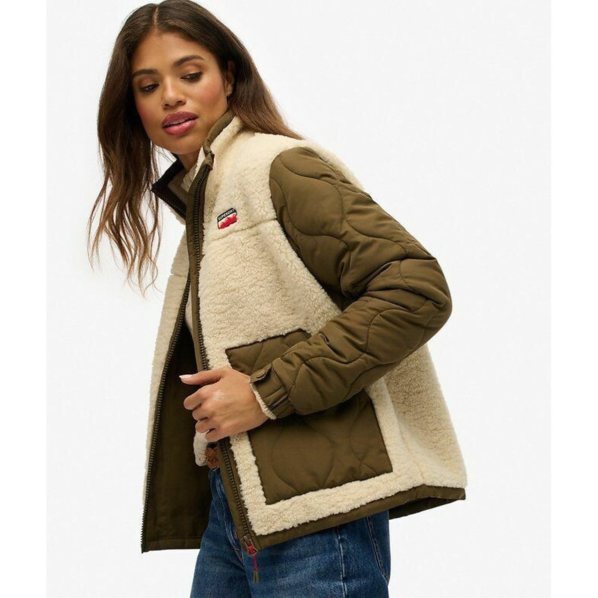 Veste polaire beige/kaki, SUPERDRY