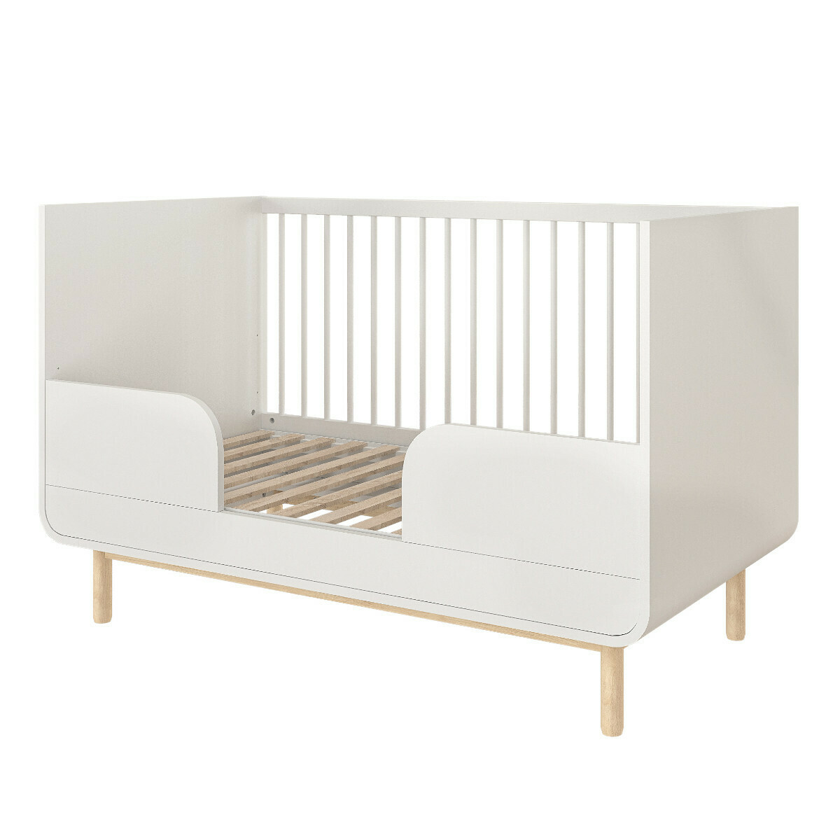 Pack lit bébé évolutif Montessori avec matelas SASHA blanc, AKITEN RETAIL