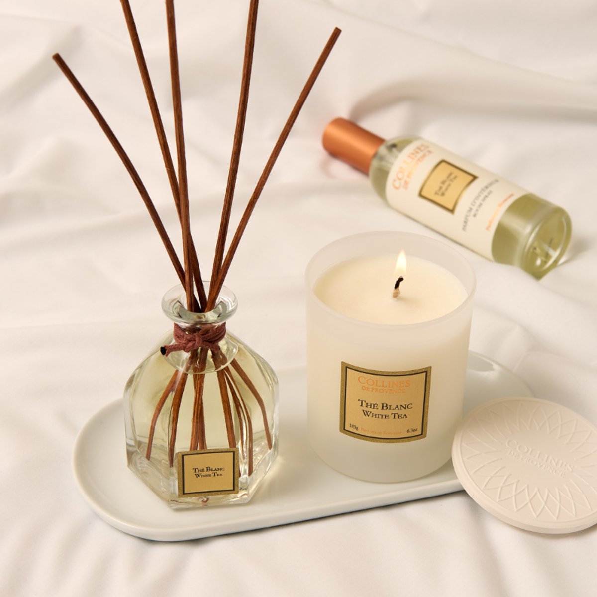Diffuseur de parfum THÉ BLANC blanc, COLLINES DE PROVENCE