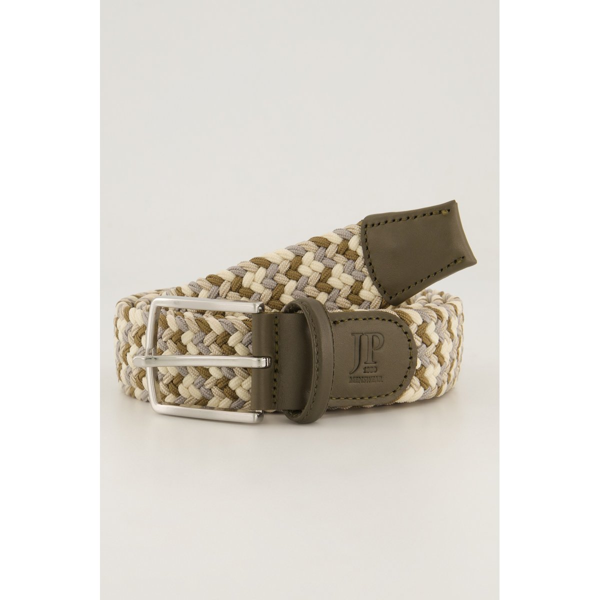 Ceinture tressée, boucle métallique noisette, JP1880