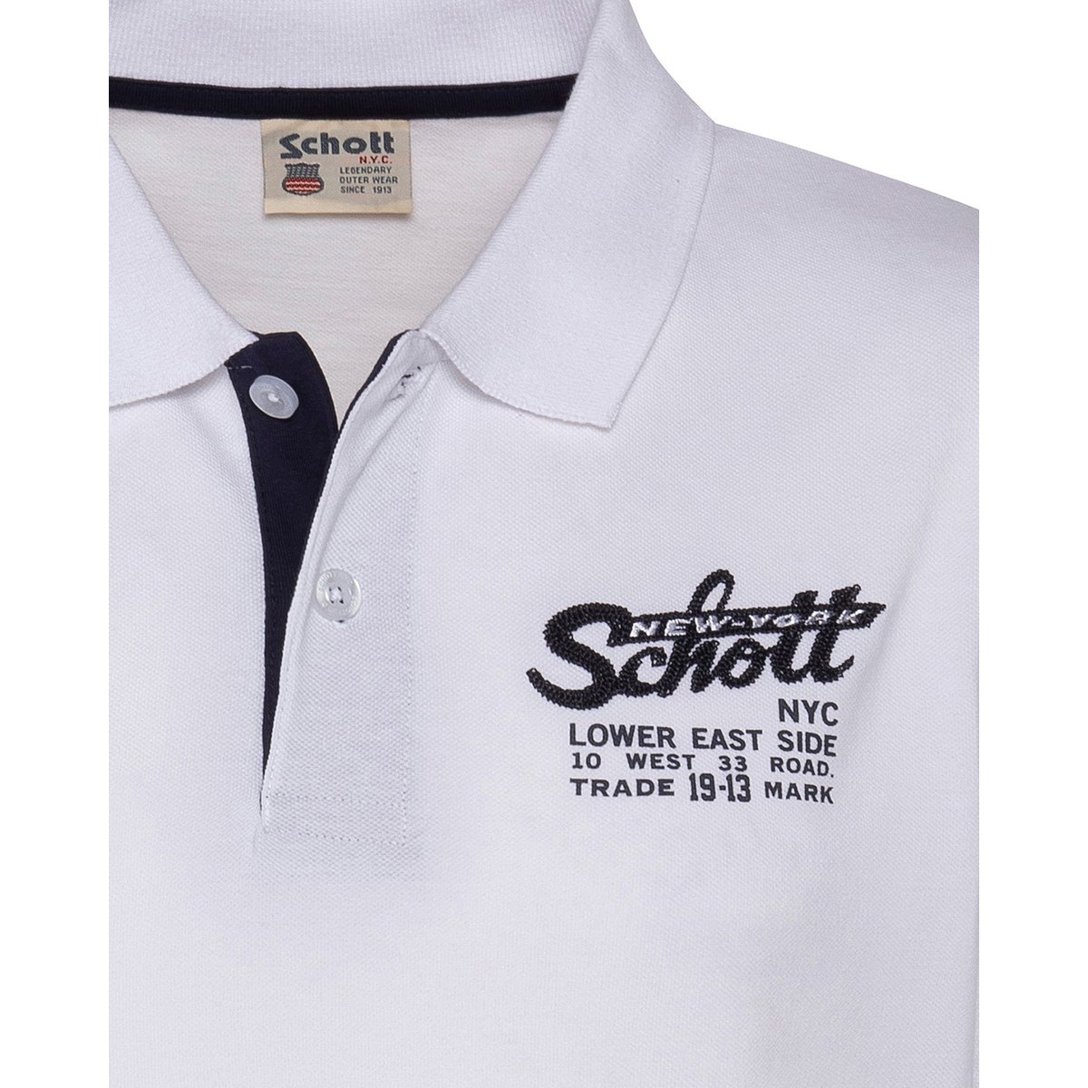 Polo shirt with embroidered logo and contrasting placket blanc, SCHOTT