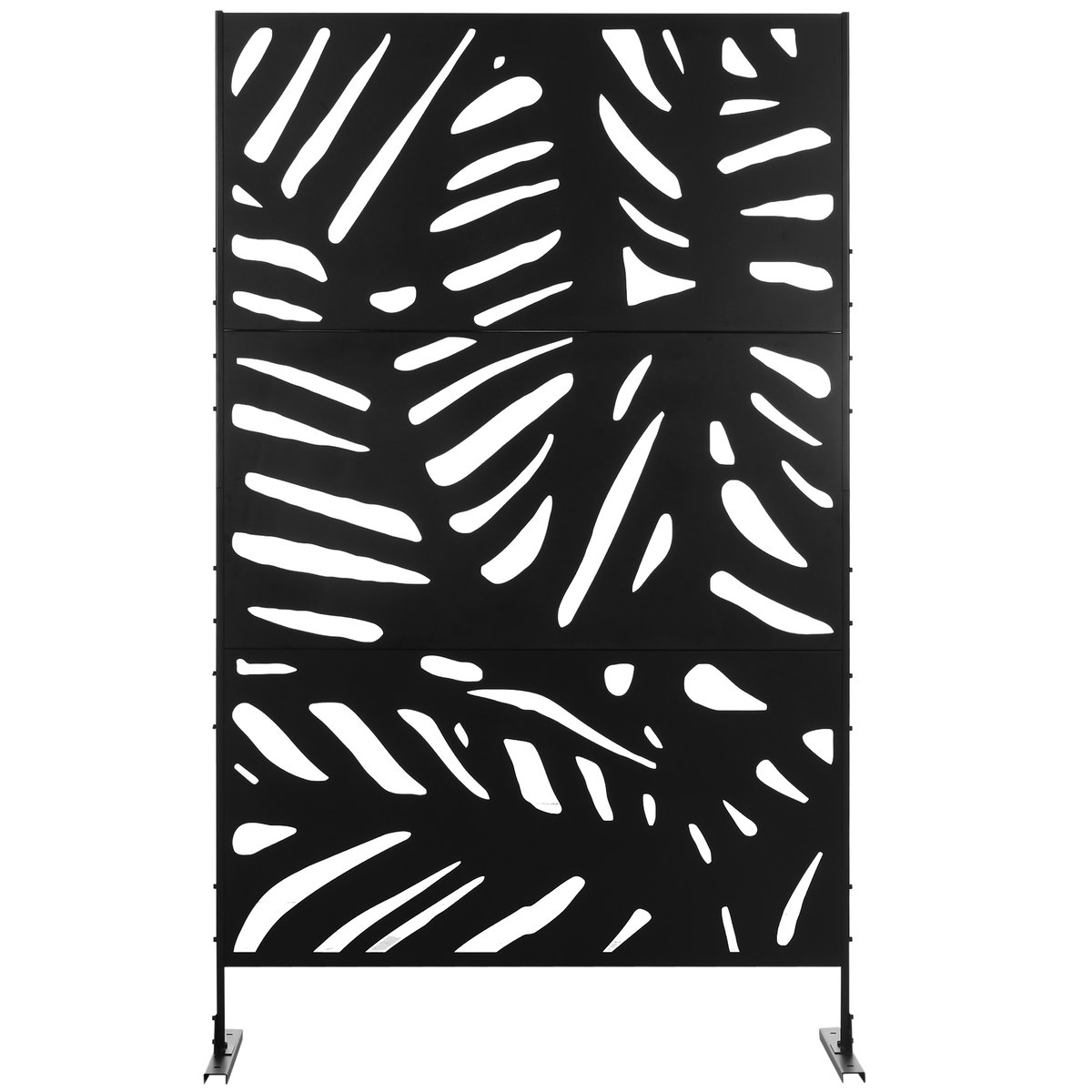 Panneau décoratif extérieur métal - brise vue motif feuilles - acier noir noir, OUTSUNNY