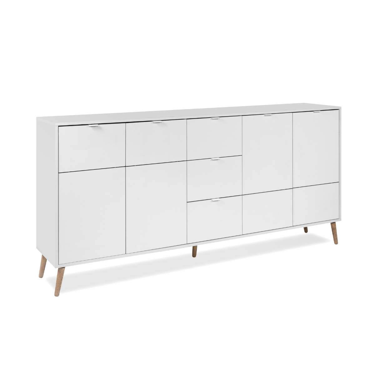 Buffet 4 portes, 3 tiroirs décor KLINT blanc, CALICOSY
