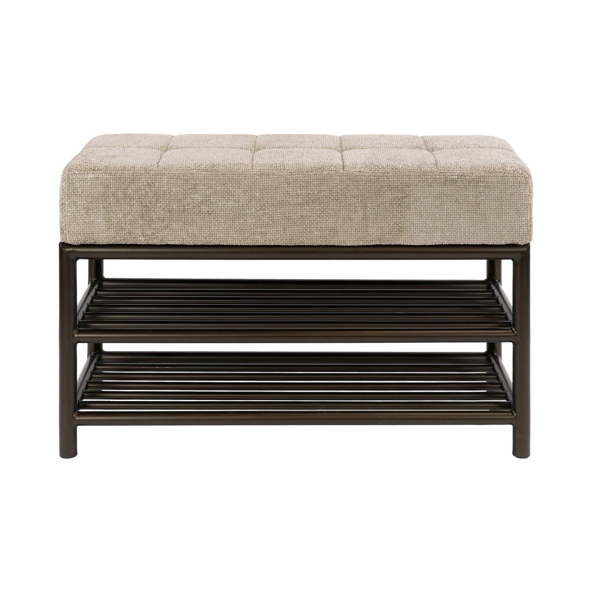 Banc d'entrée rembourré avec rangement chaussures HELSINKI marron, PIER IMPORT