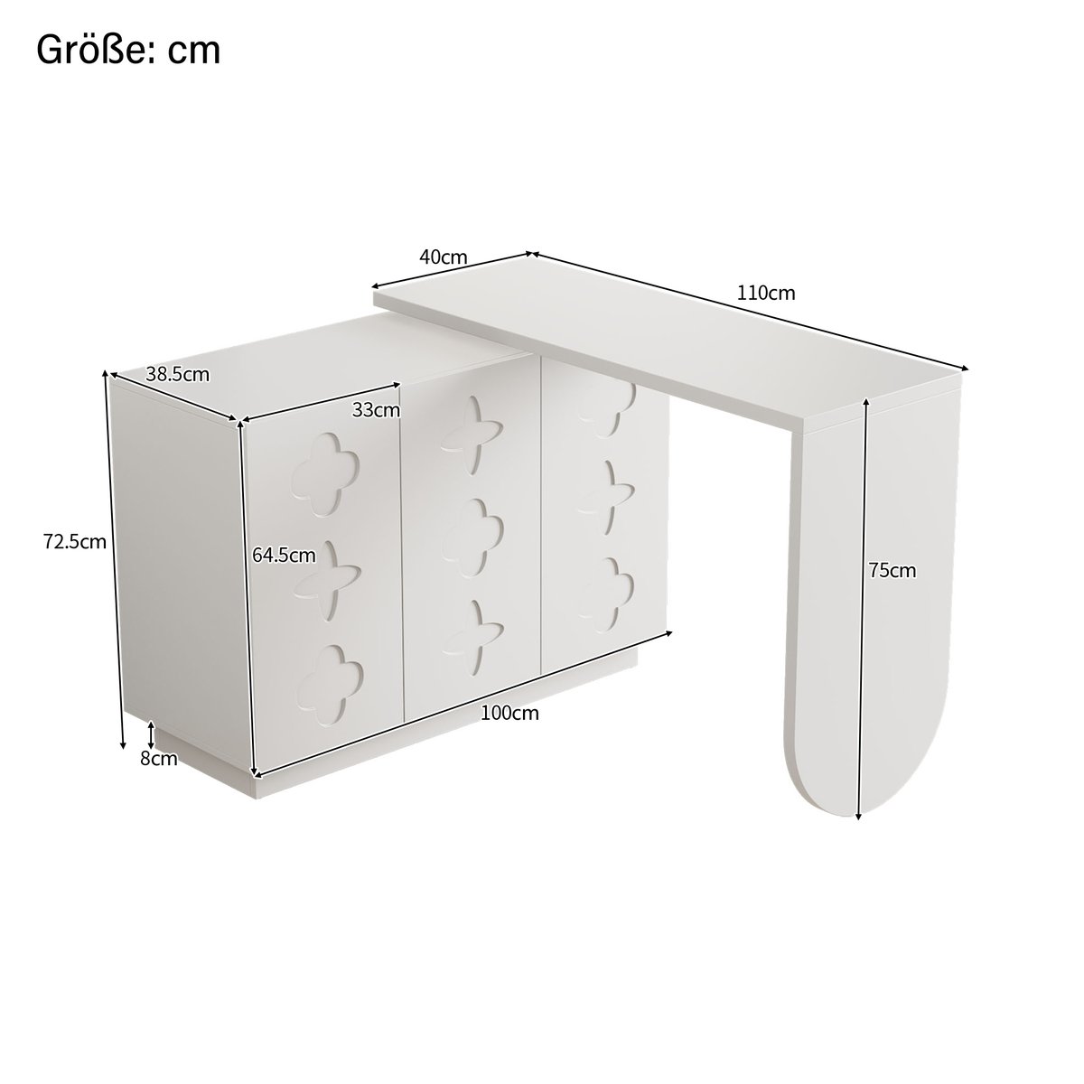 Bureau d’angle rotatif multifonction avec 3 tiroirs et rangement intégré, BABERCA blanc, MEUBLES COSY