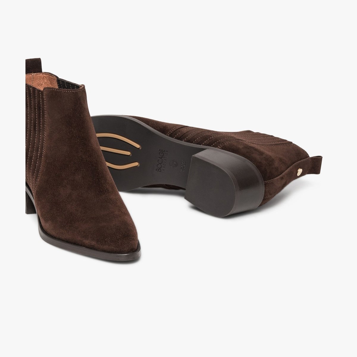 Boots À Talon en cuir MINATA marron chocolat, BOCAGE
