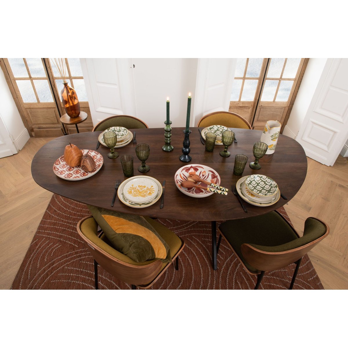 Table de salle à manger organique en manguier et métal L200 - GAIA bois foncé, AMADEUS