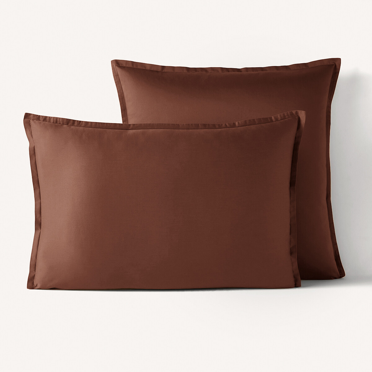 Taie d'oreiller en satin de coton lavé 200 fils, SARIA acajou, AM.PM