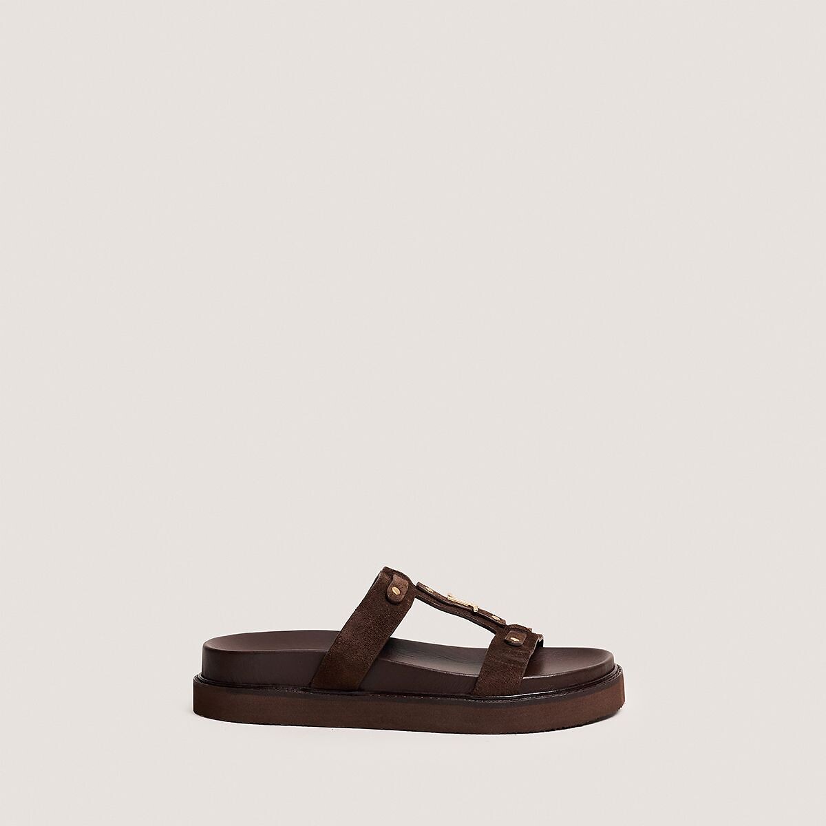 Mules en cuir velours, Luana marron, JONAK