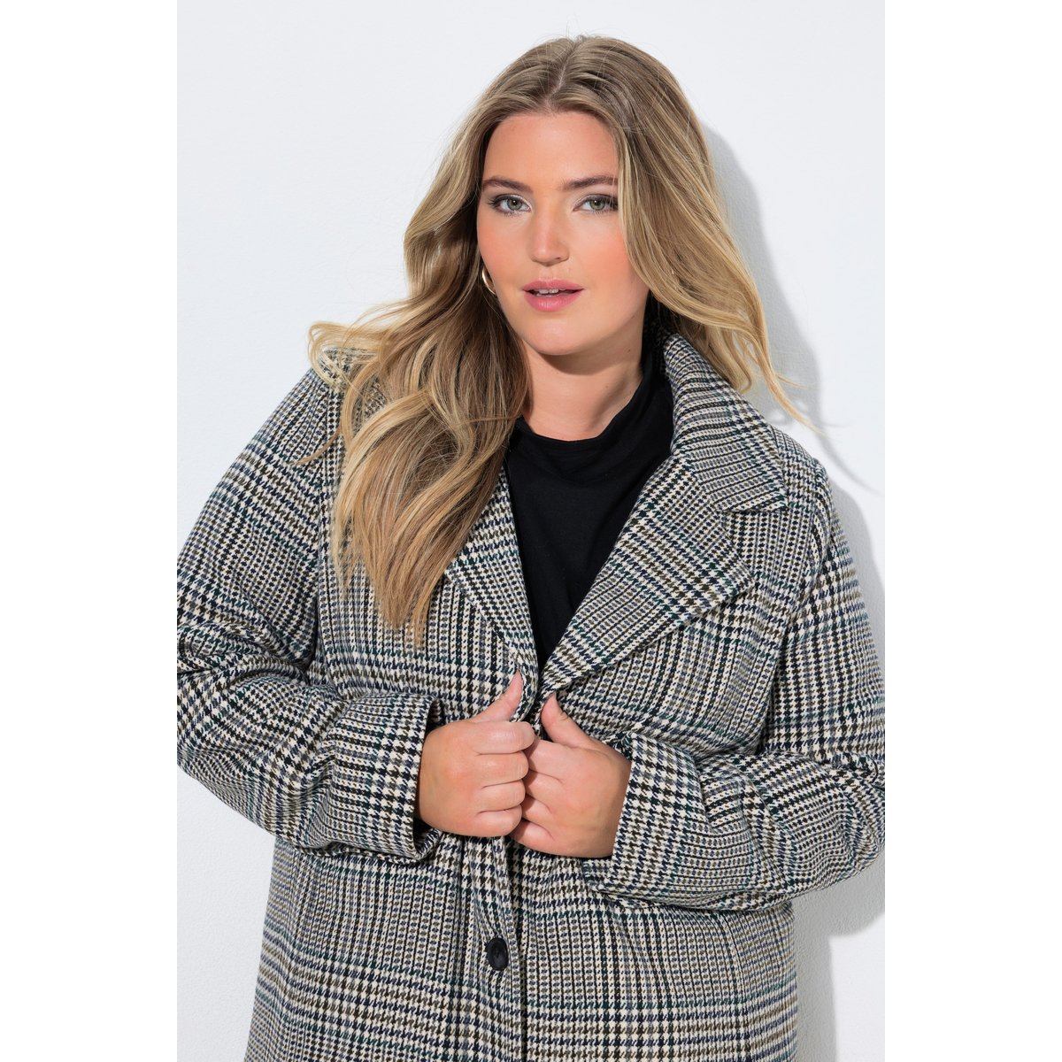 Manteau à carreaux aspect laine blanc cassé, ULLA POPKEN