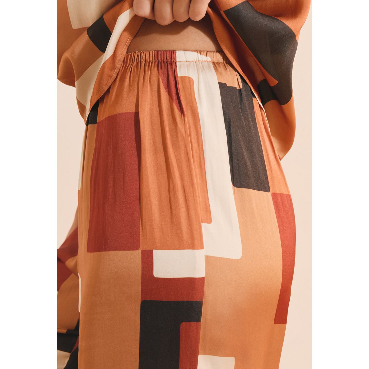 Pantalon à imprimé géométrique HERNEST IMP imp fd marron, ETAM