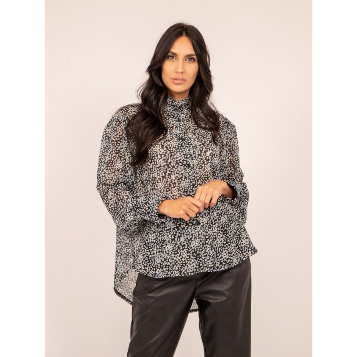 Chemise Col Mao Orbelo bleu, DONA LISA