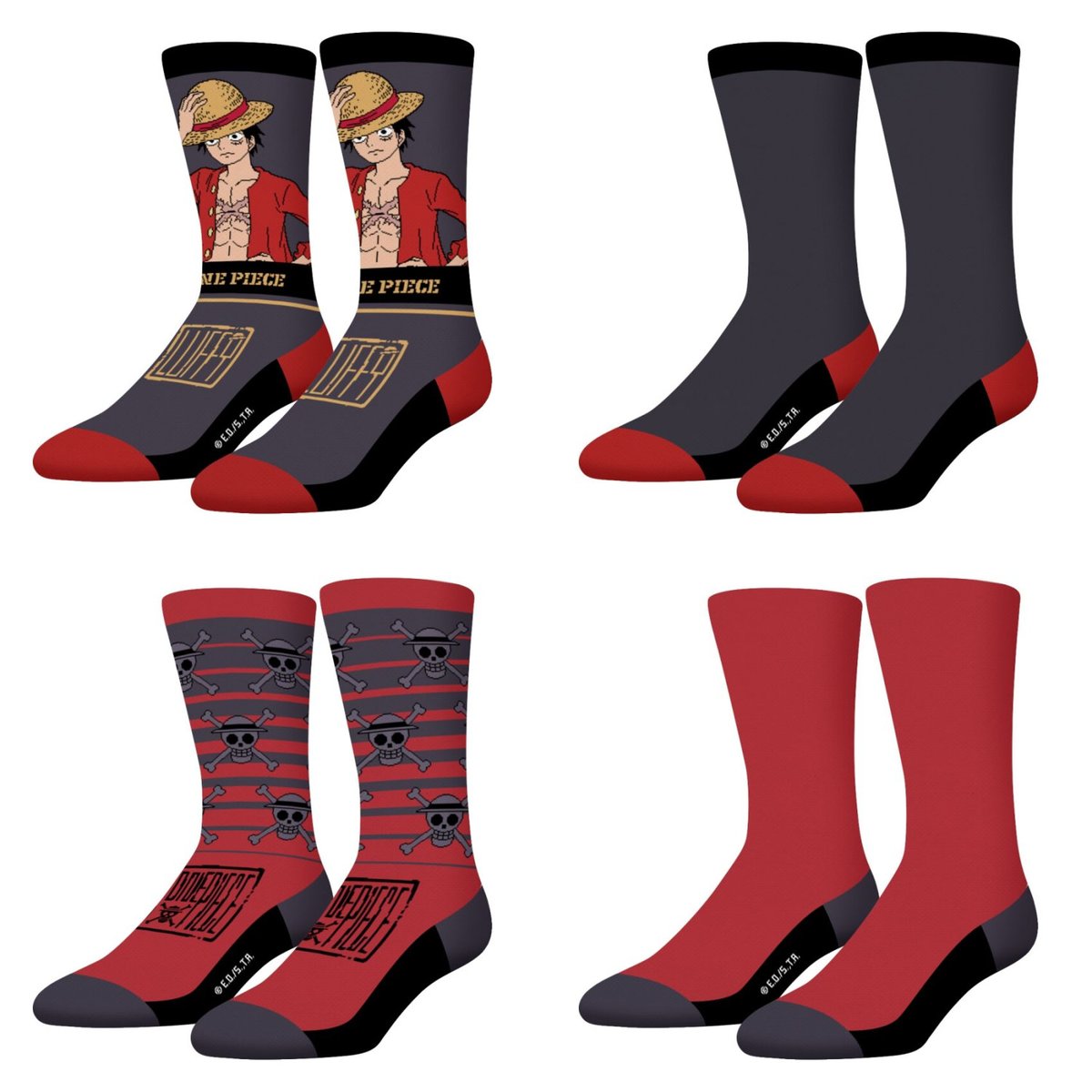 Lot De 4 Chaussette One Piece noir/gris/rouge/beige, FREEGUN