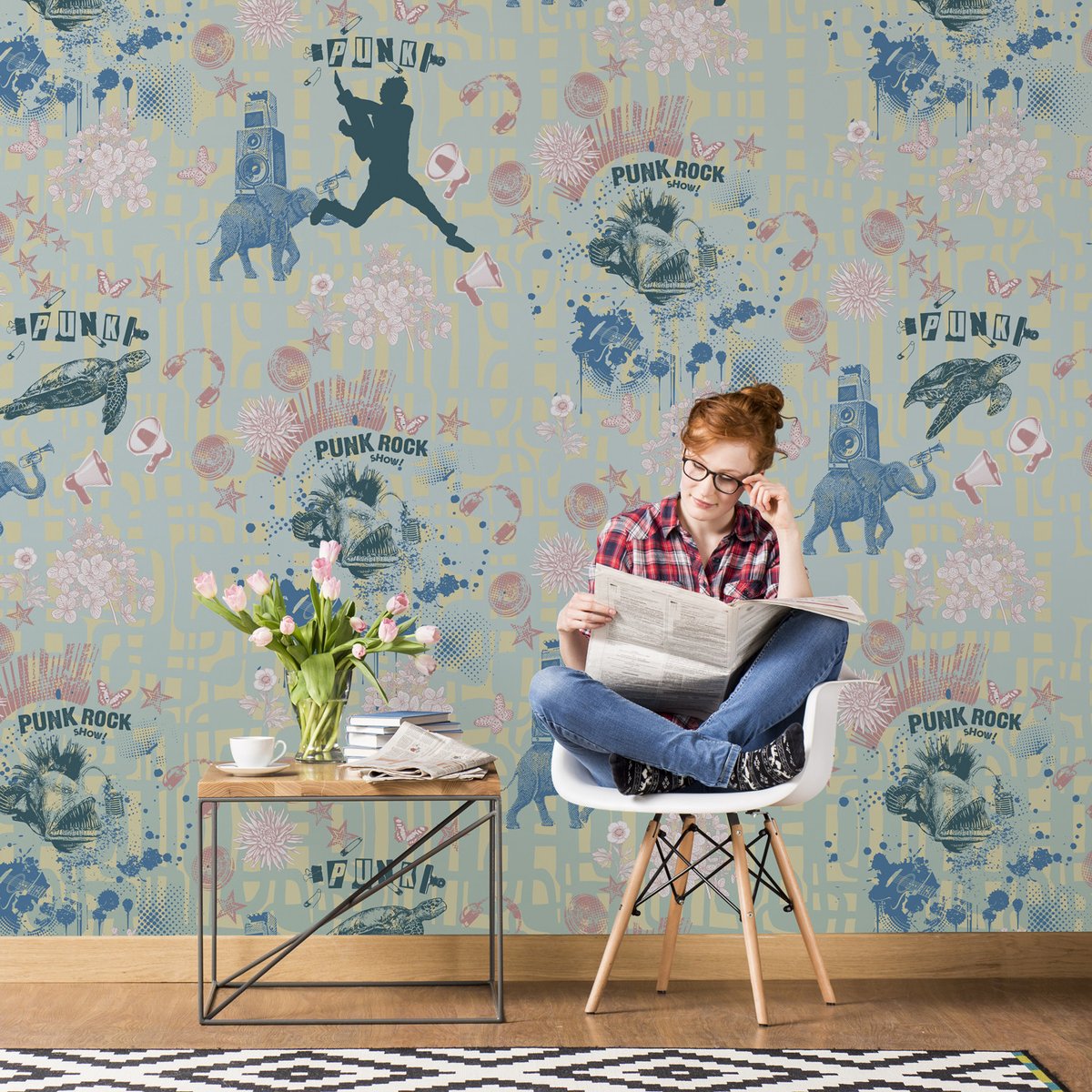 Papier peint panoramique CAMDEN TOWN bleu rose, LE PAPIERS DE NINON