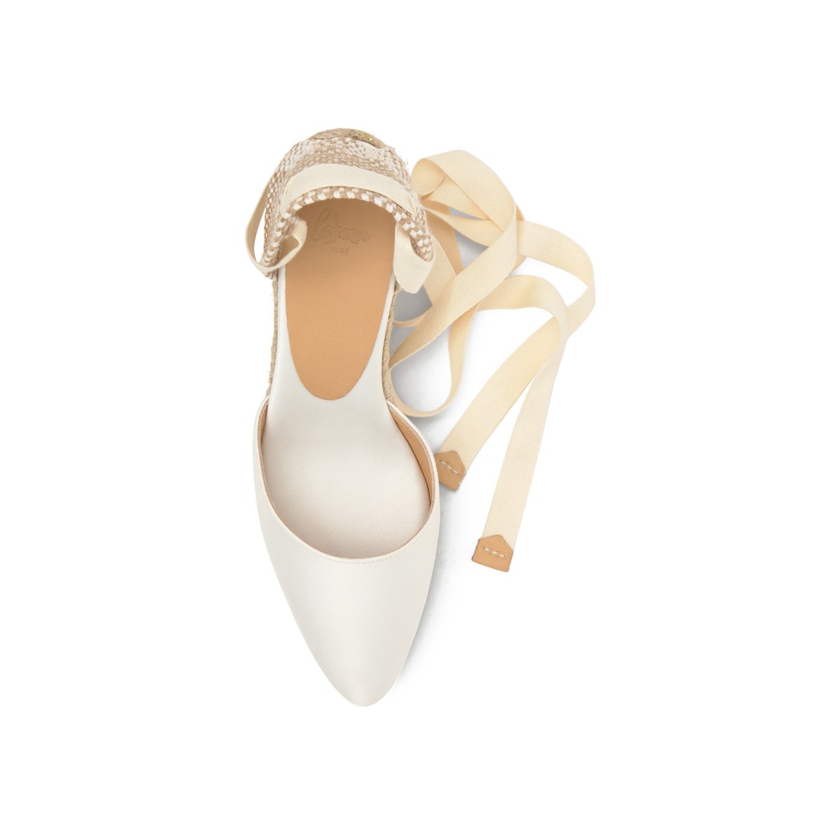 Espadrilles compensées en satin à bout pointu et lacets  JOYCE PLATFORM blanc, CASTANER