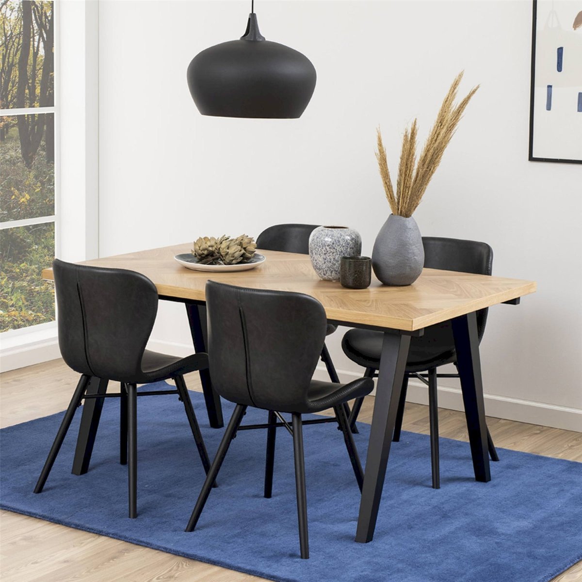 Chaise de repas matelassée collection GLENA noir, RECOLLECTION