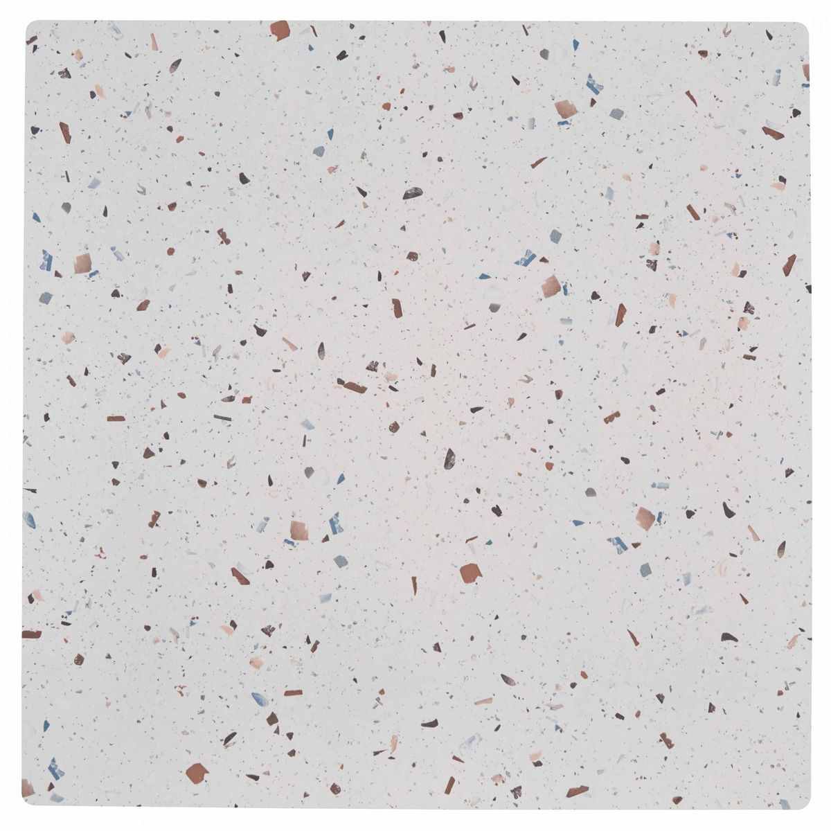 Table 60x60 cm inclinable stratifiée avec pied noir et chaises en métal, OPERA terrazzo moucheté fauteuil taupe, OVIALA