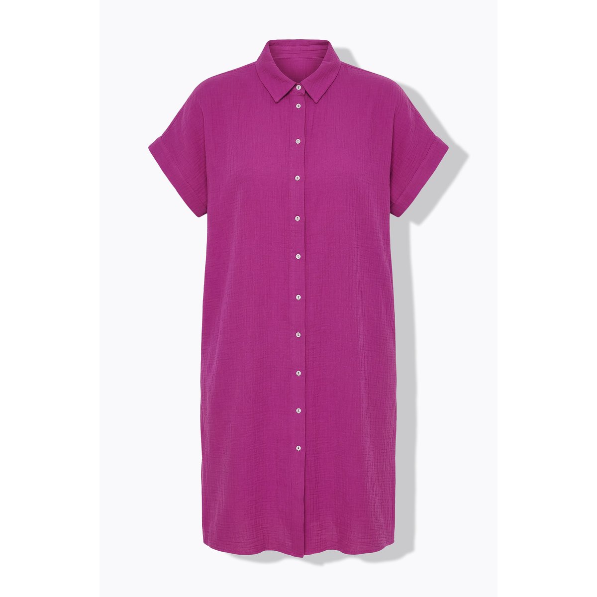 Robe-chemisier longue en mousseline magenta, STUDIO UNTOLD