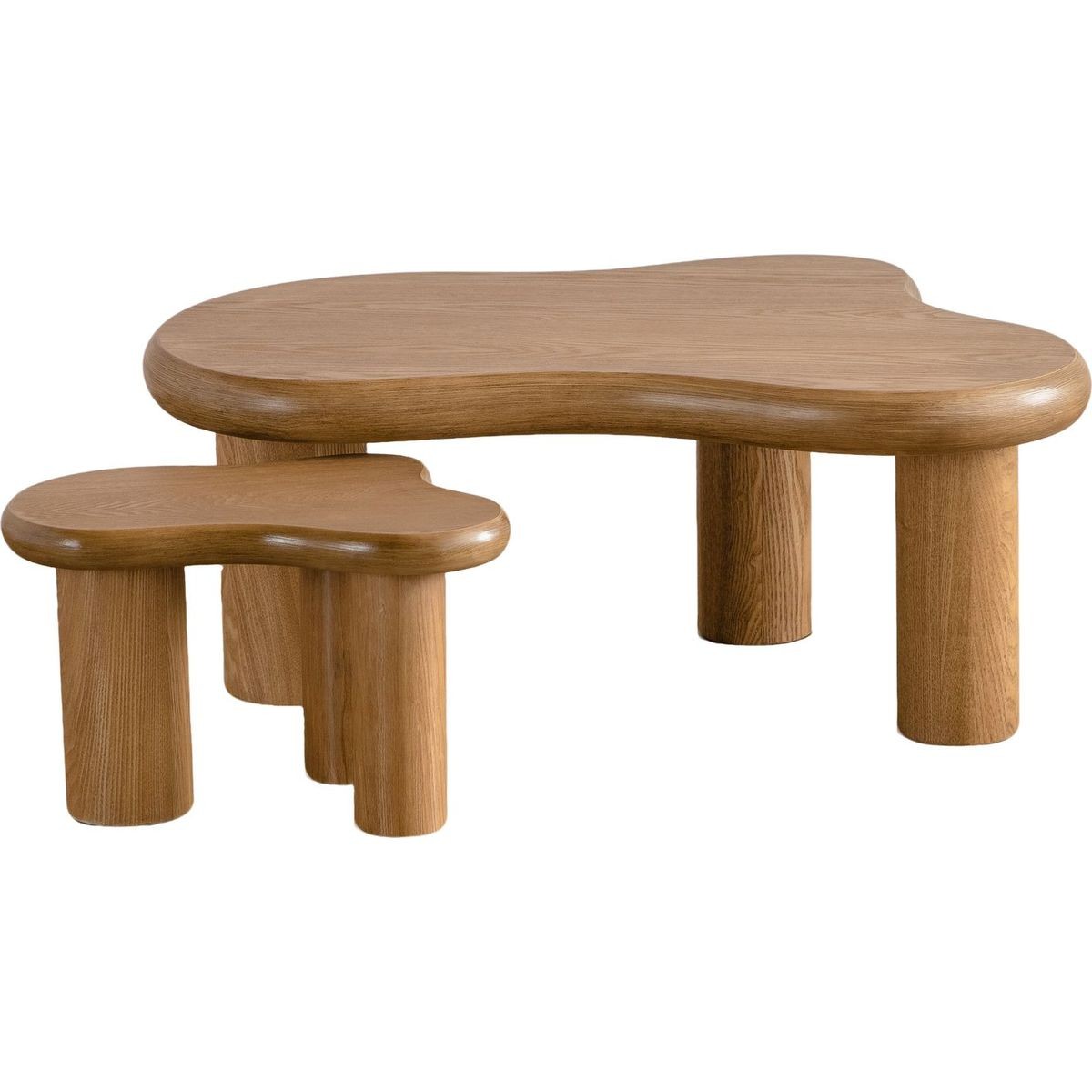 Lot de 2 tables basses organiques gigognes - WAVE bois, HOMIFAB
