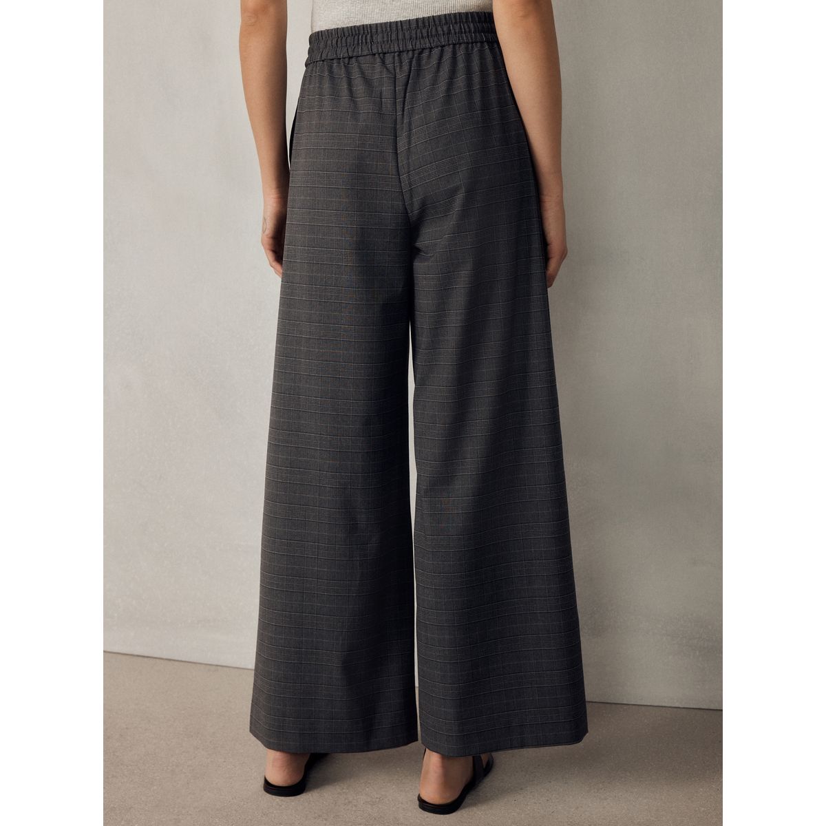 Pantalon large à rayures latérales noir/gris à carreaux, NEXT