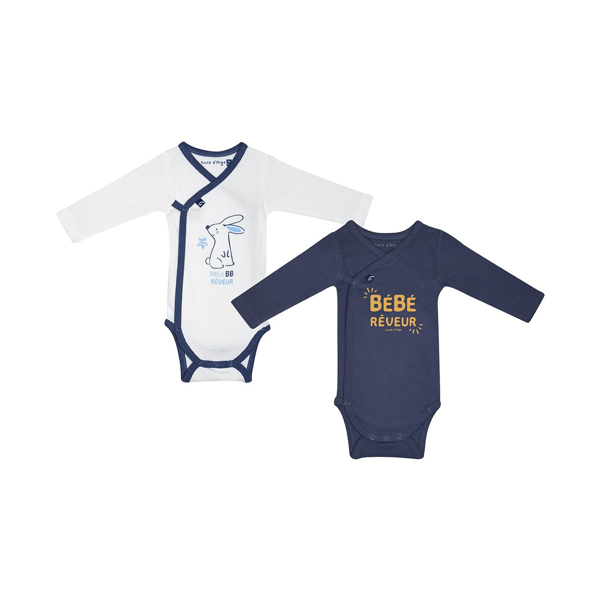Lot de 2 bodies massimo ouverture devant bleu, SUCRE D'ORGE