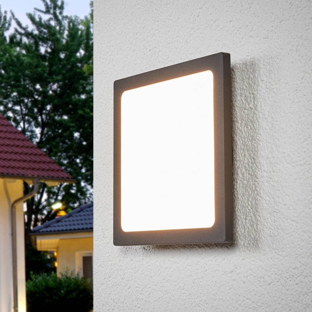 Plafonnier extérieur en aluminium moderneLED anthracite, blanc, LUCANDE
