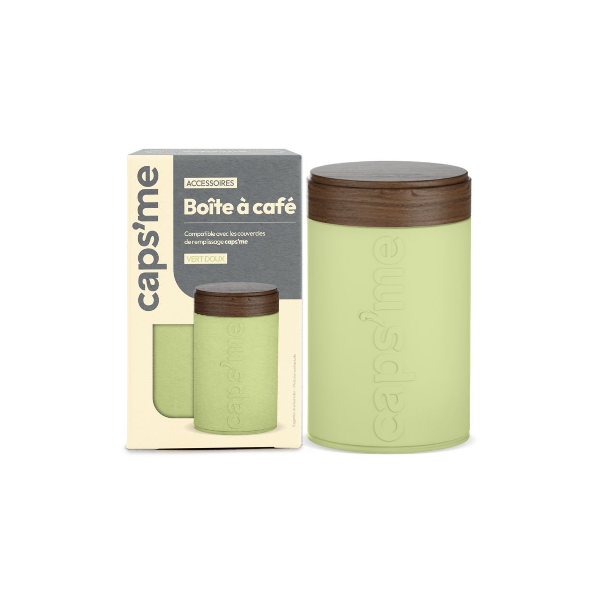 Boite à café à café verte contenance 250g couleur unique, CAPS ME