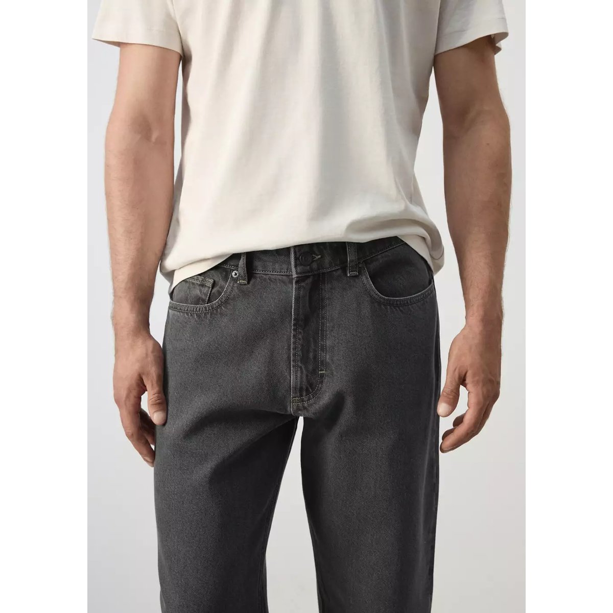 Jean Sammy court coupe carotte gris, MANGO MAN