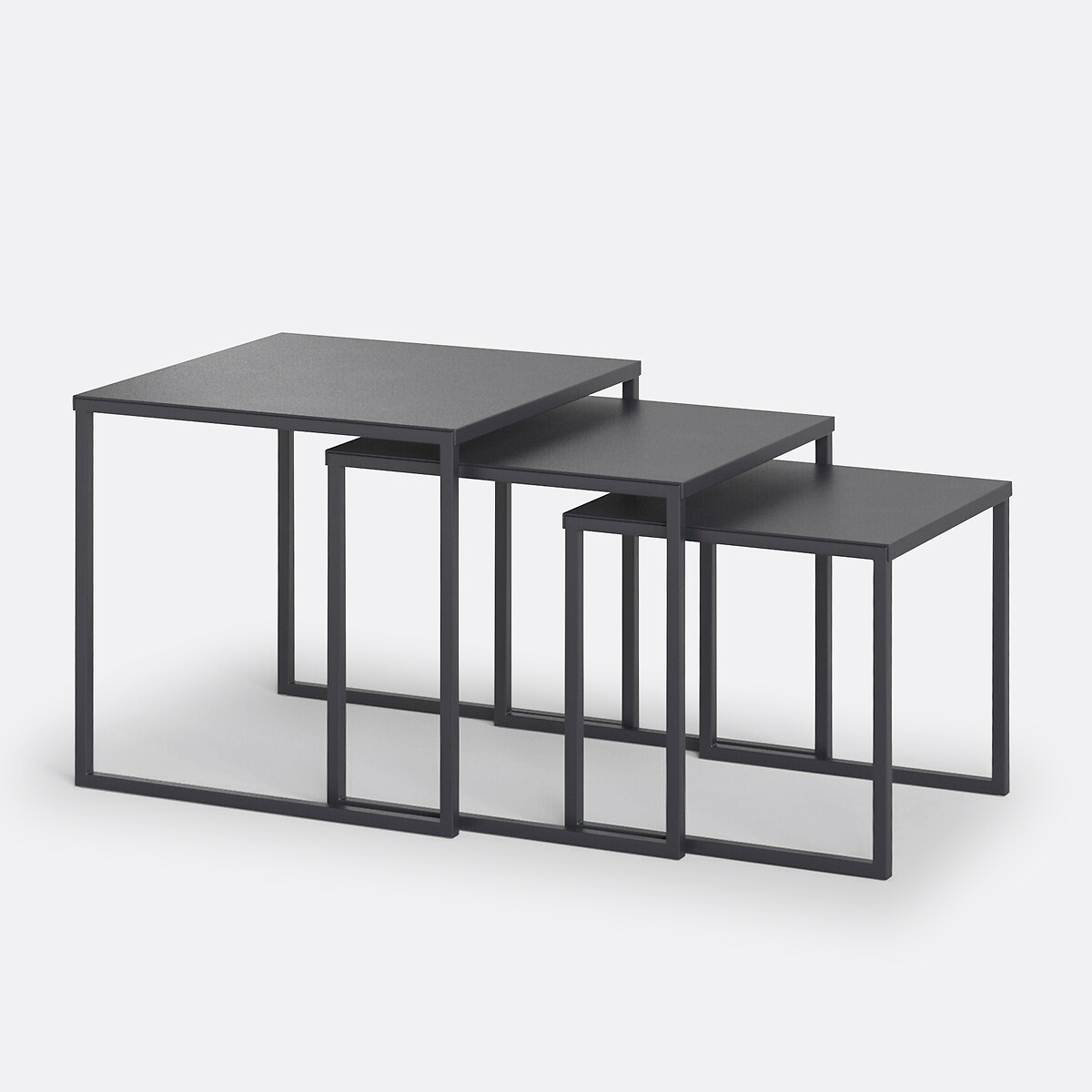 Lot de 3 tables basses gigognes métal acier, Miva noir, LA REDOUTE INTERIEURS