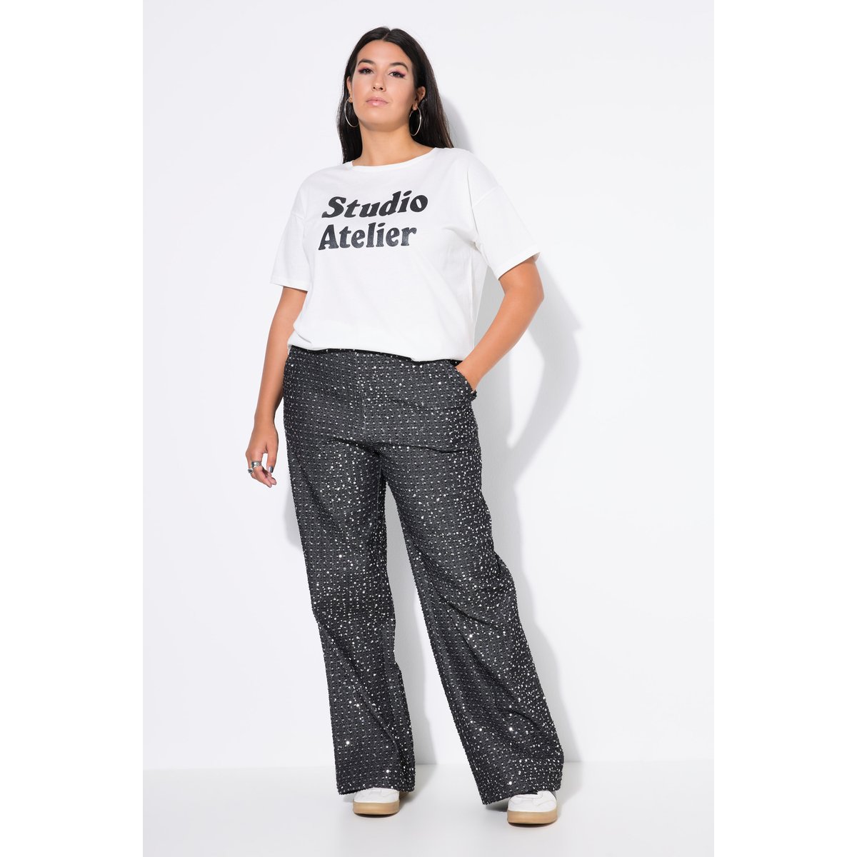 Jean coupe Wide Legs, aspect denim noir, STUDIO UNTOLD