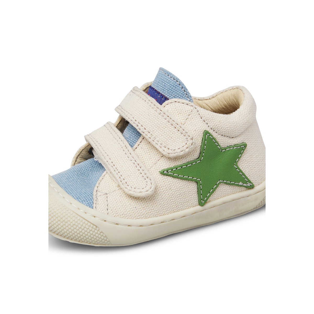 Chaussures premiers pas en tissu KOLDE VL blanc crème-céleste, NATURINO